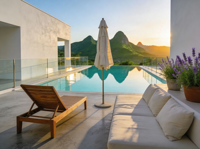 Luxury Resort Terrace Golden Hour