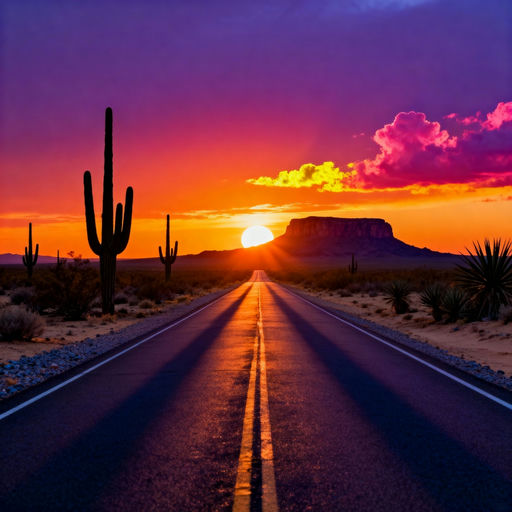 Route 66 Mesa Sunset Horizon