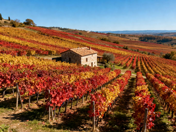 Vineyard on Autumn Hillside