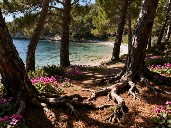 Mediterranean Forest Secluded Bay View