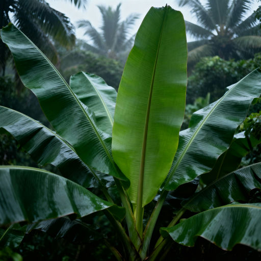 Lush Green Banana Tree Leaves