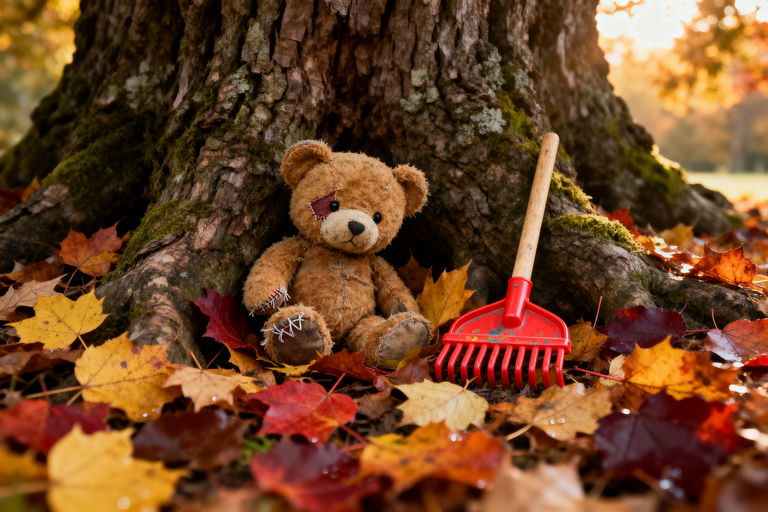 Autumn Leaves and Teddy Bear