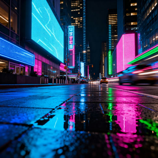 Vibrant City Street at Night