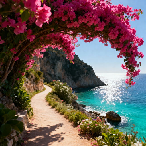 Bougainvillea Archway Cliffside Path