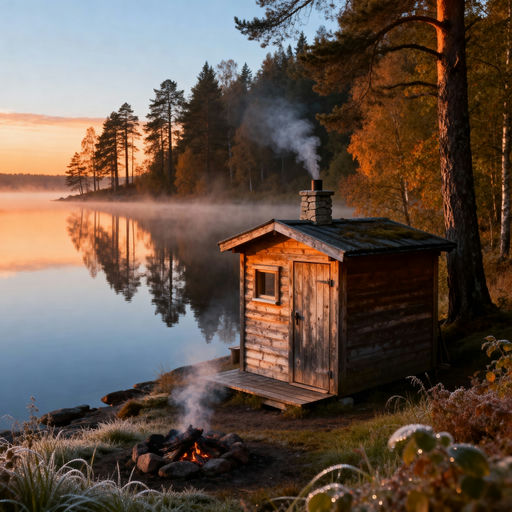 Dawn Mist Lake Sauna