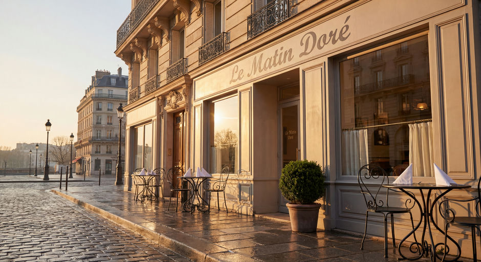 Parisian Cafe at Dawn
