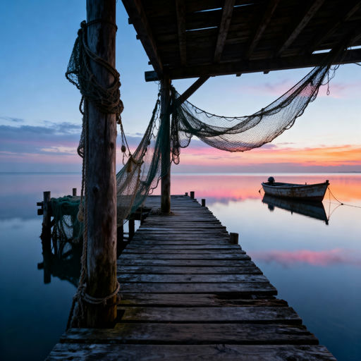 Pre-Dawn Fishing Pier Scene