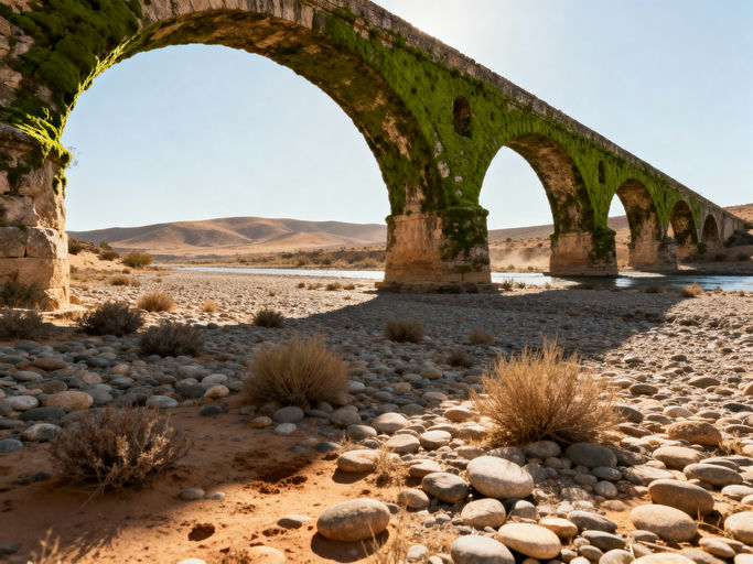 Ancient Stone Bridge Arid Landscape