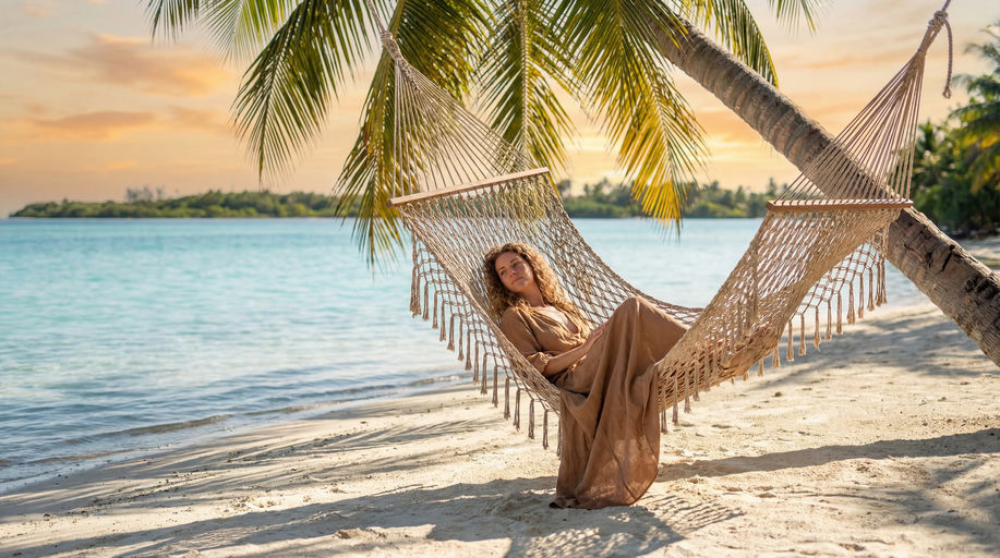 Hammock Swing Golden Hour Lagoon