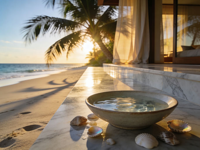 Secluded Beige Sand Beach Sunset