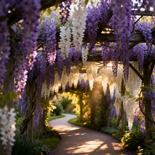 Wisteria-Covered Pergola Garden Path