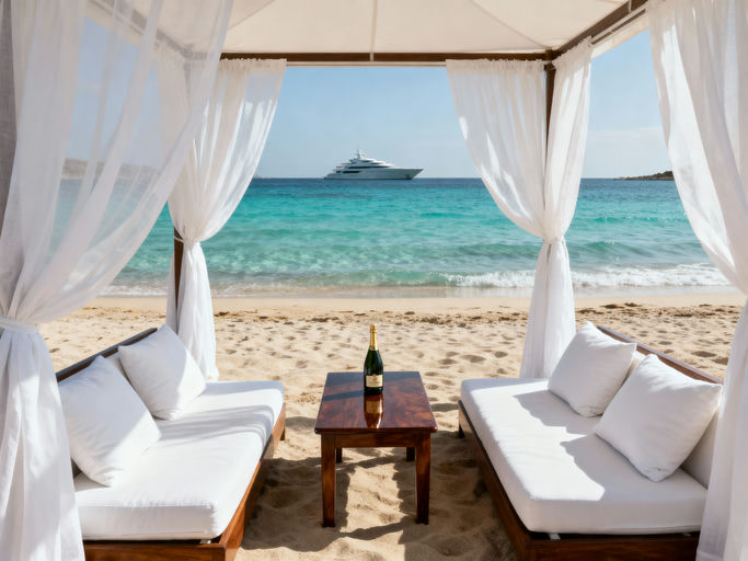 Secluded Chic Beach Cabana Prosecco