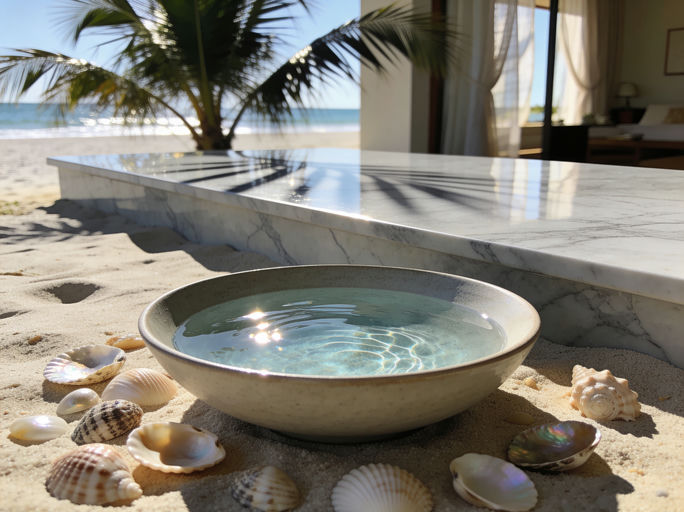 Beige Quartz Beach Counter Display