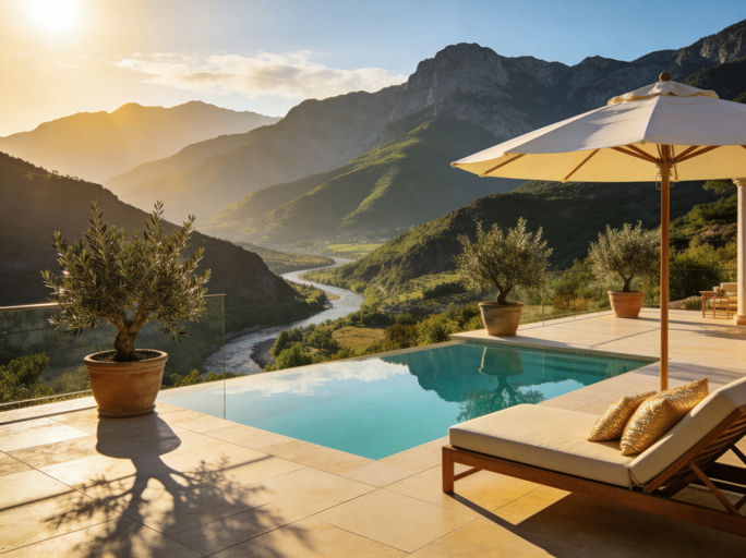 Mountain Resort Terrace Golden Light