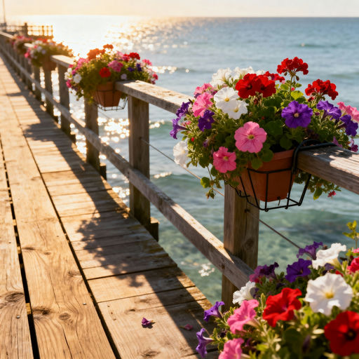 Summer Pier with Geraniums