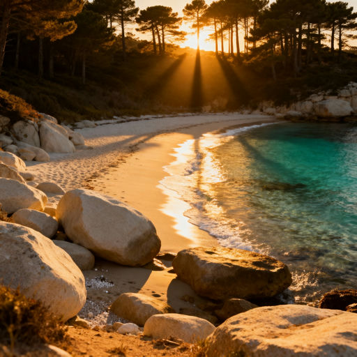 Secluded Cove at Sunset Glow