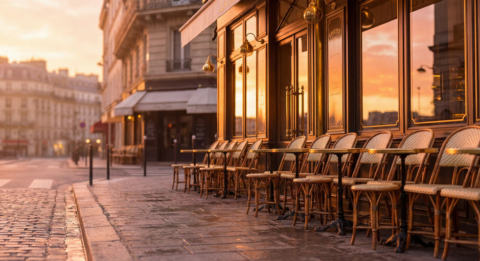 Parisian Cafe at Sunset