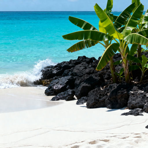 Tropical Beach Volcanic Rocks