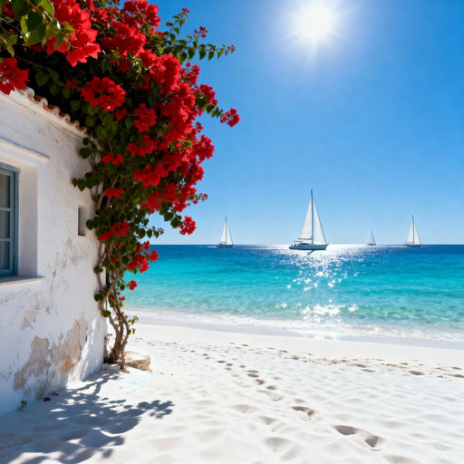 Bougainvillea Cascade Whitewashed Beach House