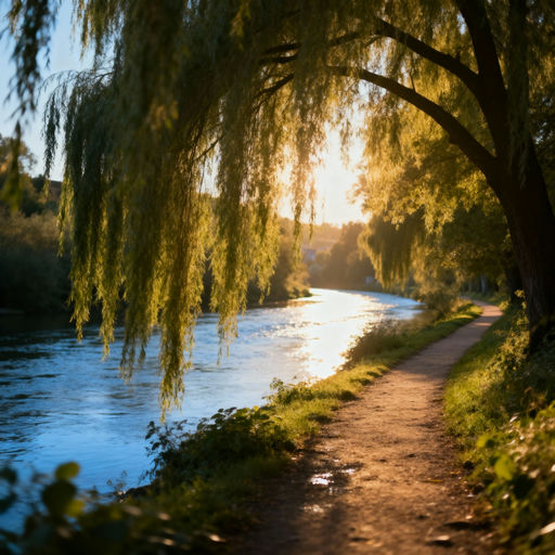 Willow Trees River Path