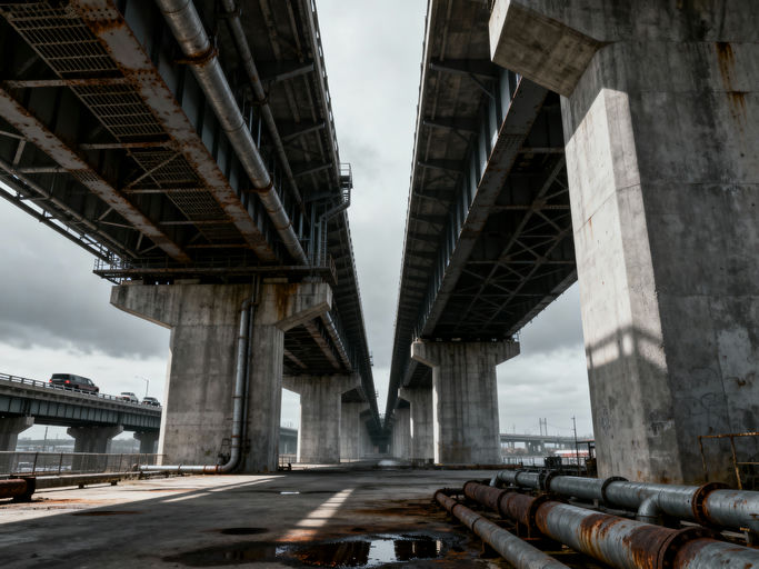 Brutalist Bridge Concrete Pillars