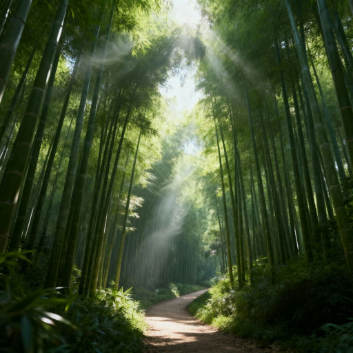 Ethereal Bamboo Forest Sunlight Dappled