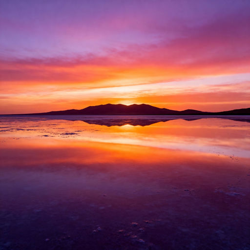 Vibrant Sunset Salt Flat Reflection
