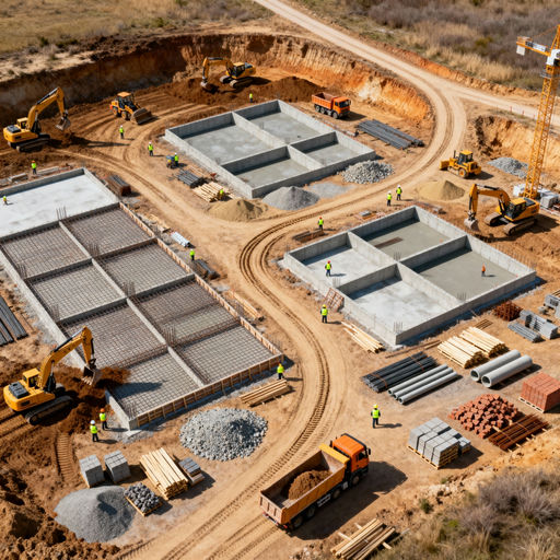 Aerial Construction Site Blueprint