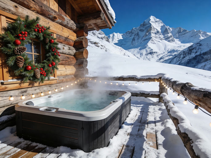 Snowy Cabin Jacuzzi Mountain View