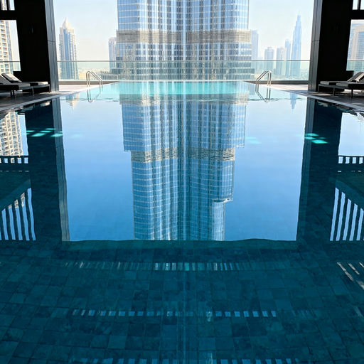 Dubai Skyscraper Infinity Pool Reflection