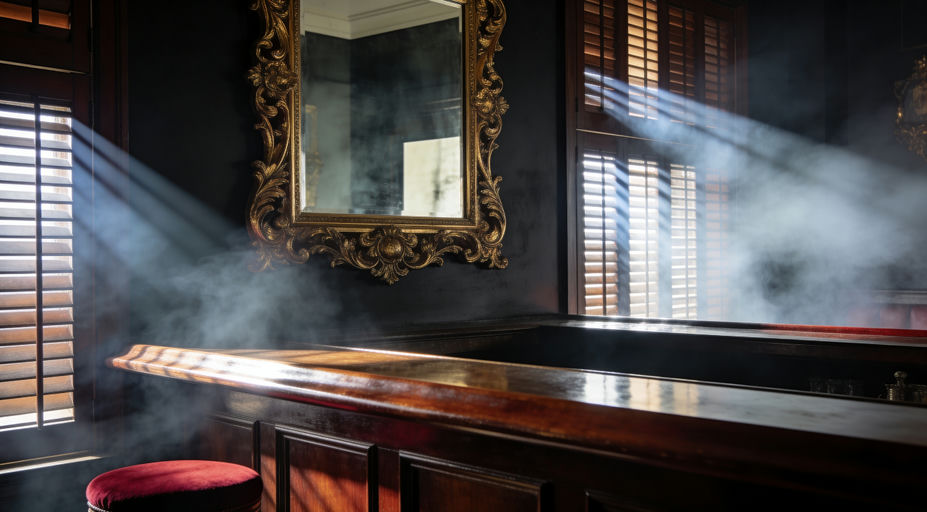 Gilded Mirror Smoky Bar Scene