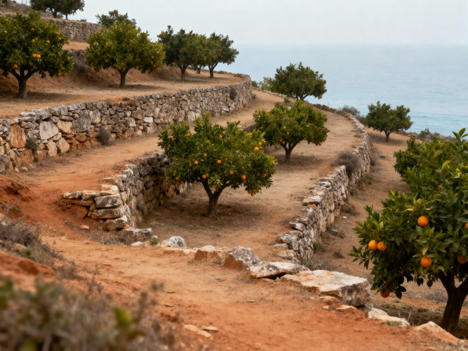 Ancient Orange Orchard by the Sea