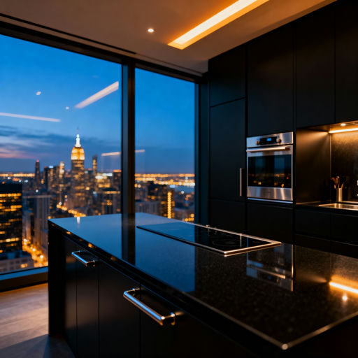 Elegant Kitchen City View Sunset