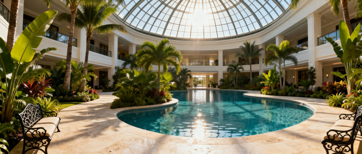 Sunlit Atrium Tropical Pool