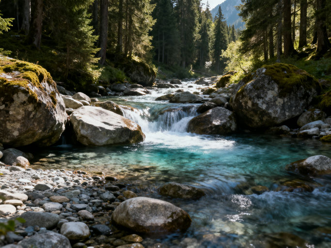 Pristine Mountain Stream Cascade