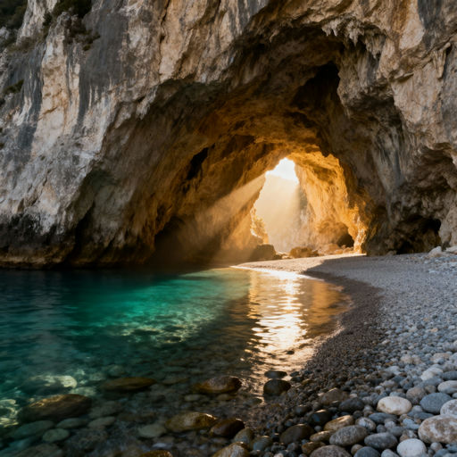 Natural Sea Cave Entrance Beach