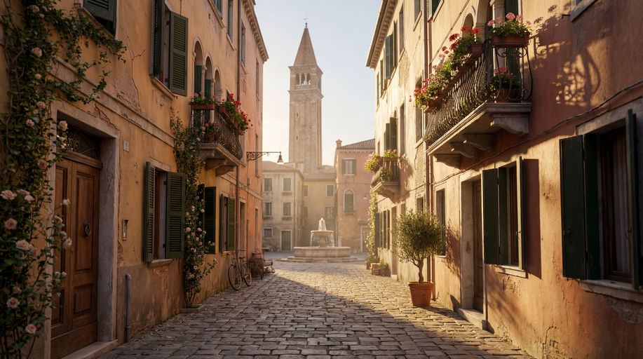 Golden Hour Italian Alleyway Scene