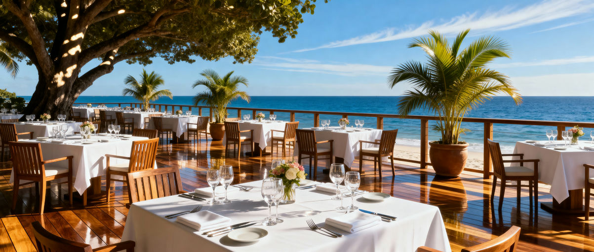Beachfront Restaurant on Sunny Day