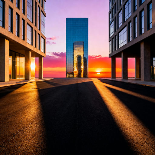 Glass Skyscraper at Sunset