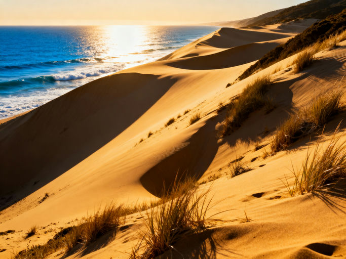 Golden Sand Dunes by Ocean