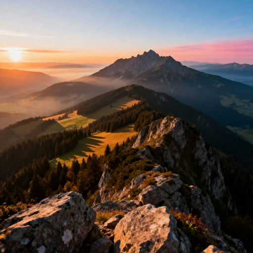 Mountain Peak Valley Mist Dawn