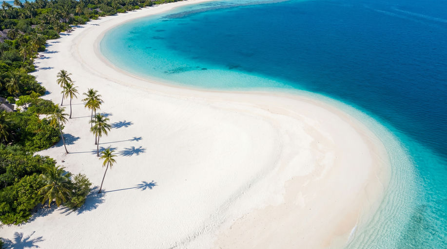 Aerial View White Sand Beach