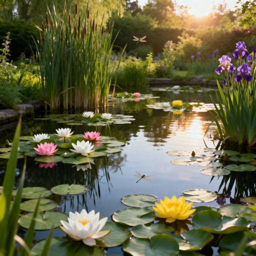 Tranquil Garden Pond Lilies