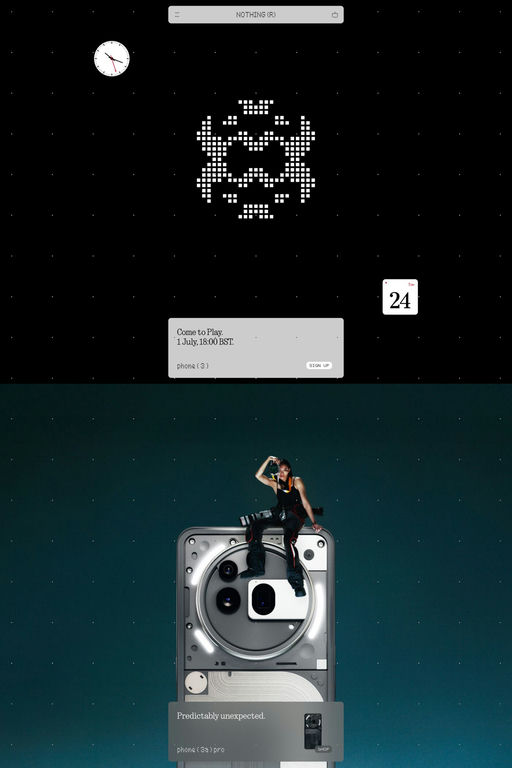 Nothing website screenshot