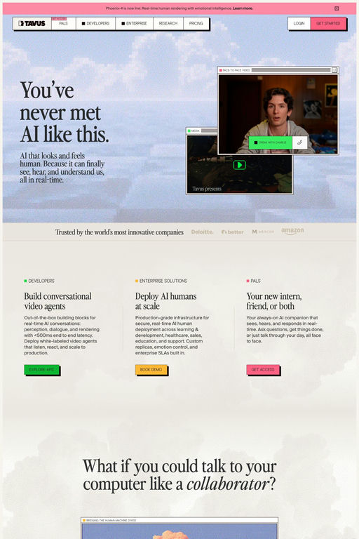 Tavus website screenshot