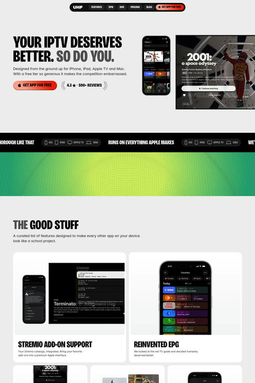 UHF website screenshot