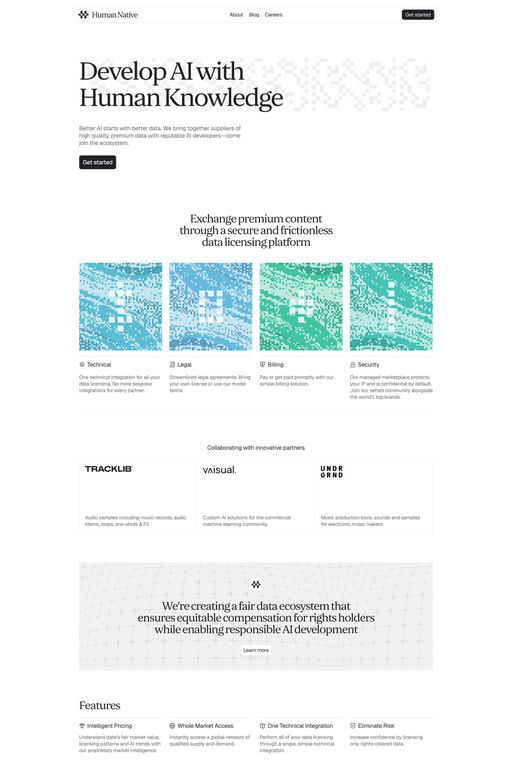 Human Native website screenshot