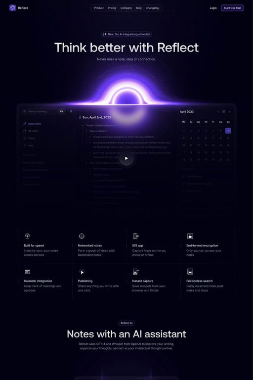 Reflect website screenshot