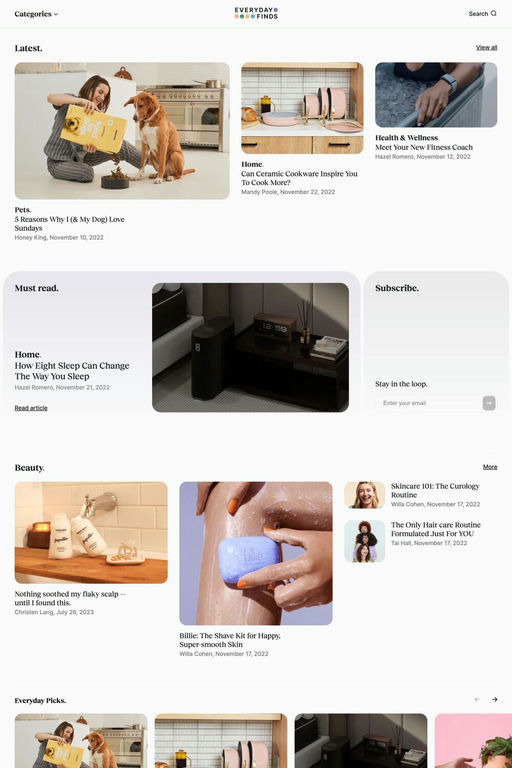 Everyday Finds website screenshot