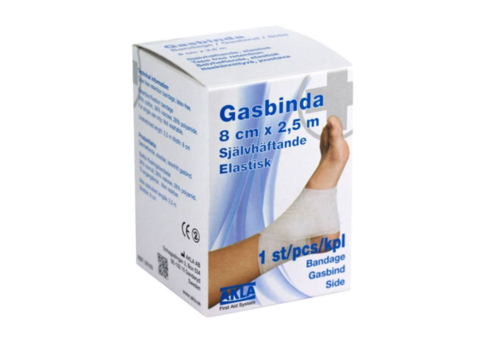 Binda, gas, elastisk. självhäftande, 8 cm x 2,5 m